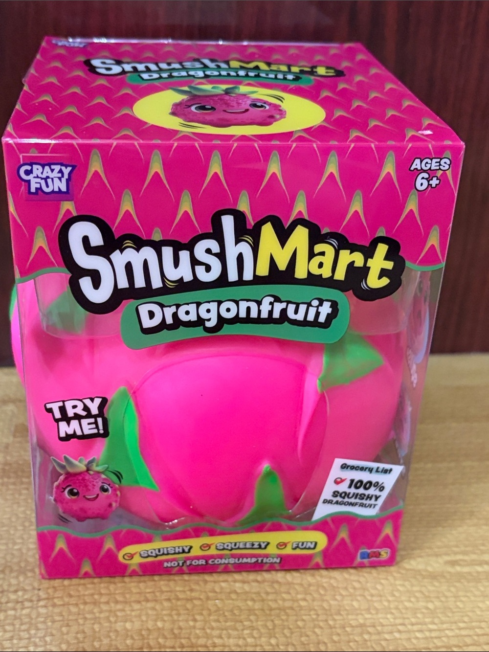 Dragonfruit Squishy Toy - Bright Pink with Green Accents